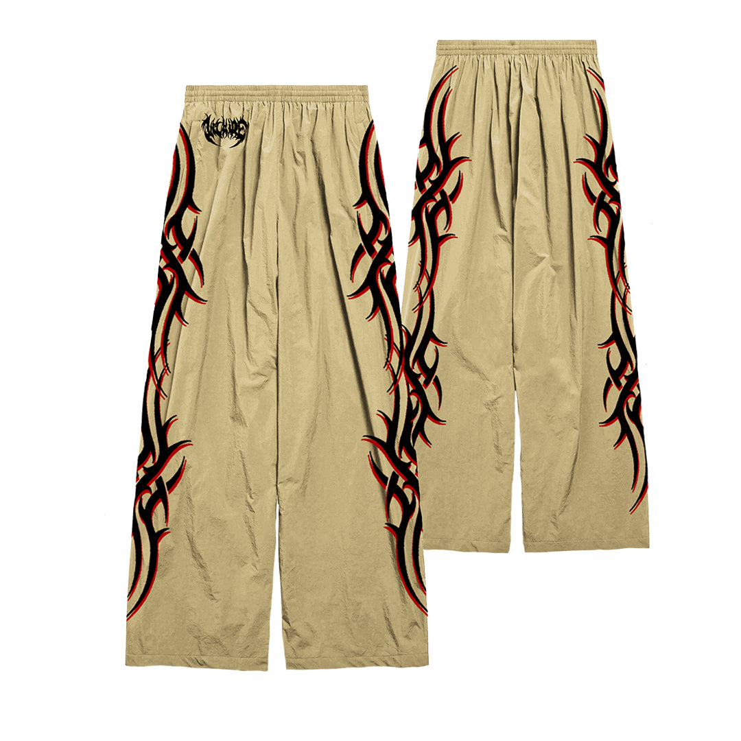 "ARCANE" NYLON TRACKSUIT PANTS [SAND/FIRE RED]
