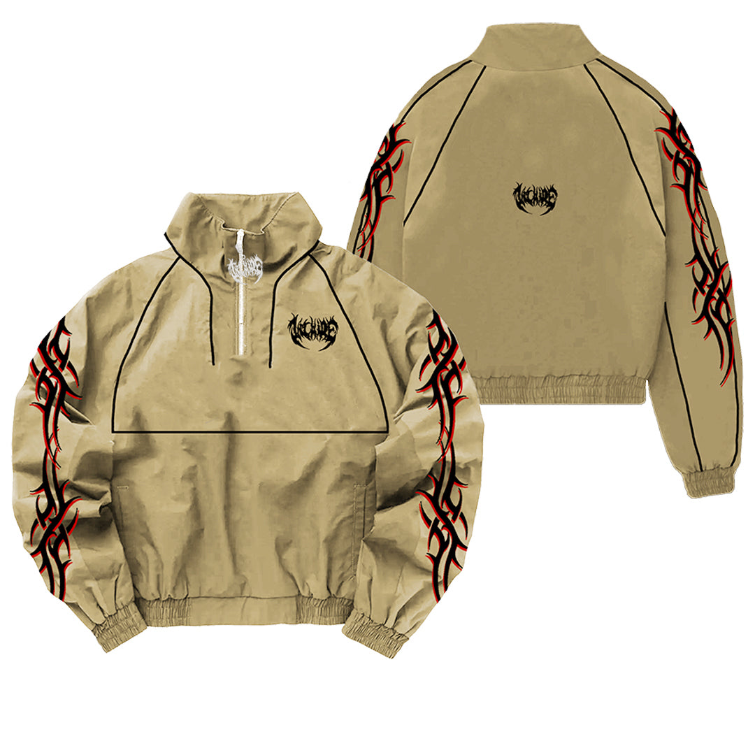 "ARCANE" NYLON TRACKSUIT JACKET [SAND/ FIRE RED]