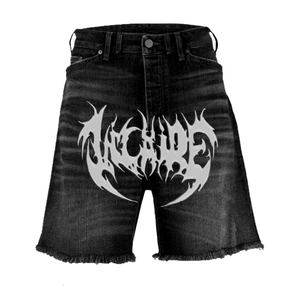 "ARCANE" DENIM DISTRESSED SHORTS