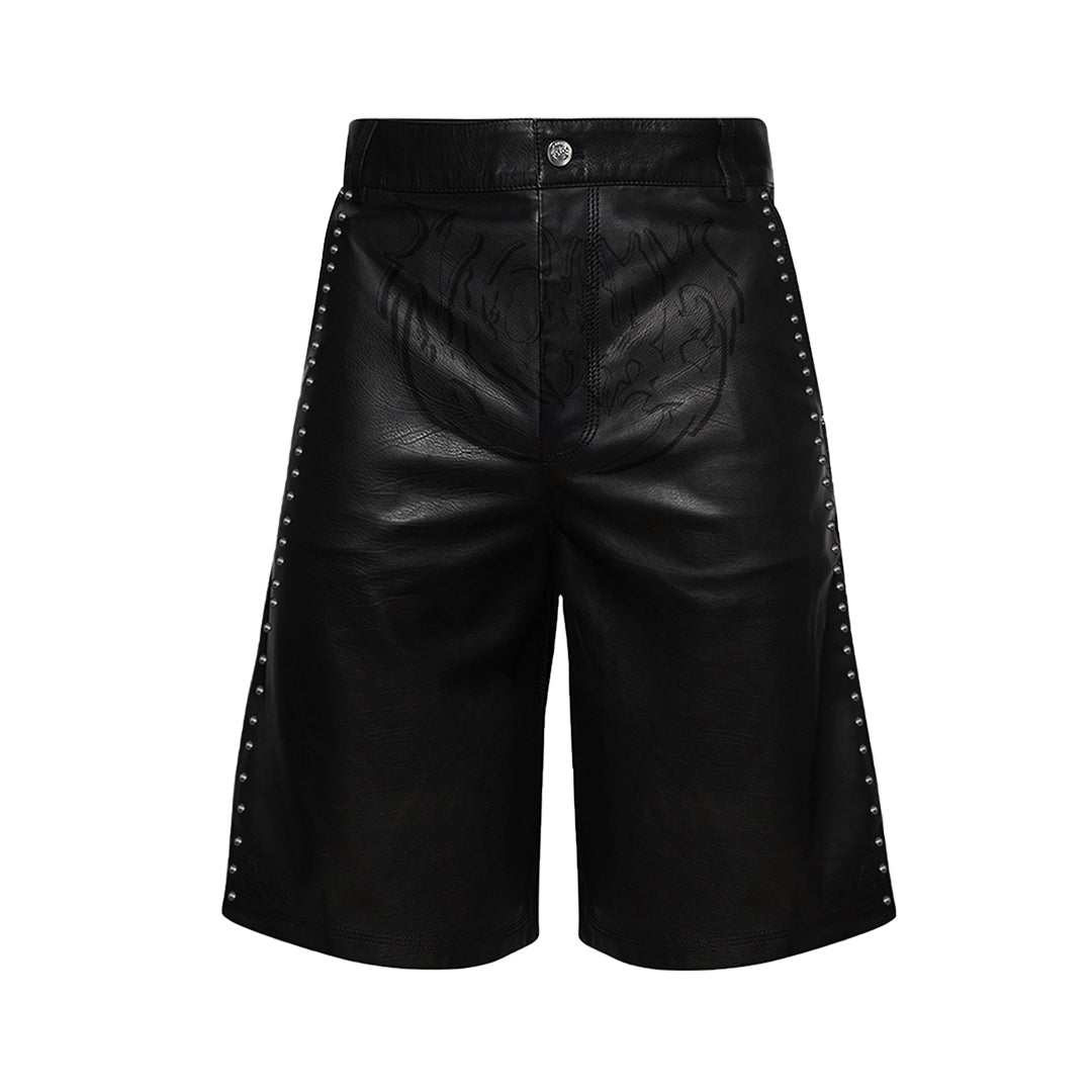 "ARCANE" LEATHER SHORTS [TRIPLE BLACK]