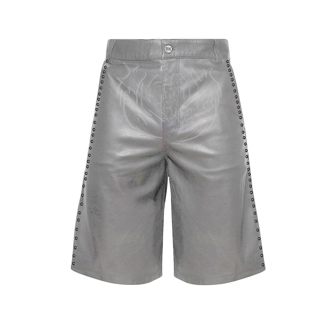 "ARCANE" LEATHER SHORTS [SLATE GRAY]